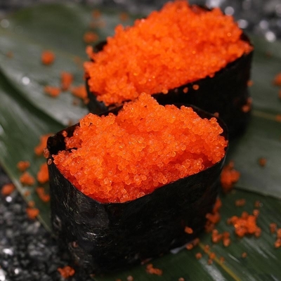 Masago Tobiko Capelin Fish Roe ซูชิปลาบิน roe Capelin แช่แข็ง