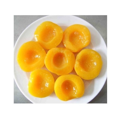 OEM Fresh Apricot Syrup Fruit ลูกพีชสีเหลืองกระป๋องในครึ่งหั่นลูกเต๋า